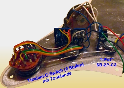 Strat-Pickguard mit SB-2P und C-Switch